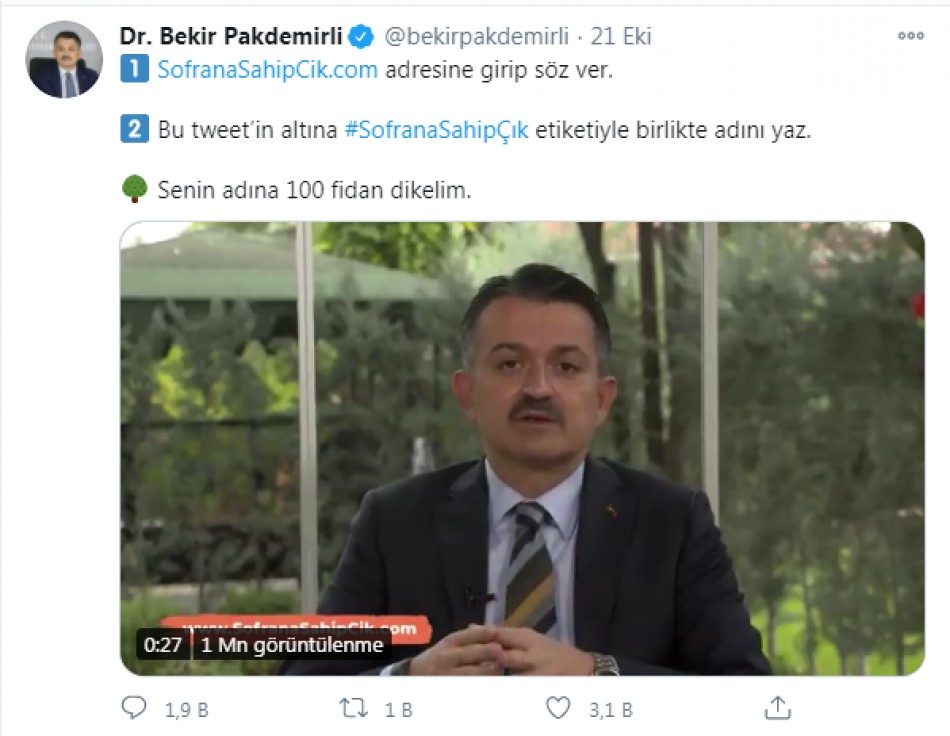 Sofrana Sahip Çık Kampanyası'na destek verenler adına fidan dikilecek
