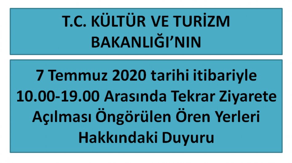 Ören Yerlerinin Tekrar Ziyarete Açılması Hakkında Duyuru 